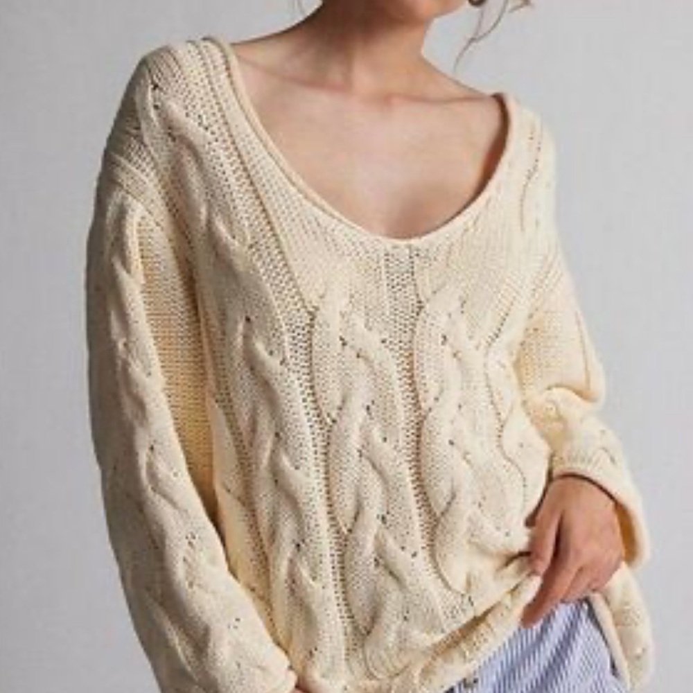 Urban Outfitters BDG skylar cable knit sweater ivory